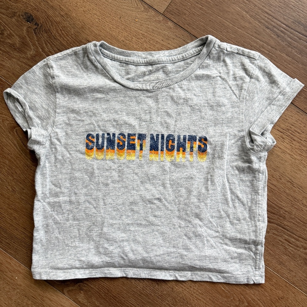 Aerie Cropped Graphic Tee Size S Sunset Nights Baby Tee Trendy 🤍